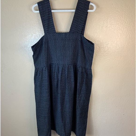Handmade Retro Cottagecore Navy Blue Caterpillar Pinafore Midi Dress L - Picture 4 of 11